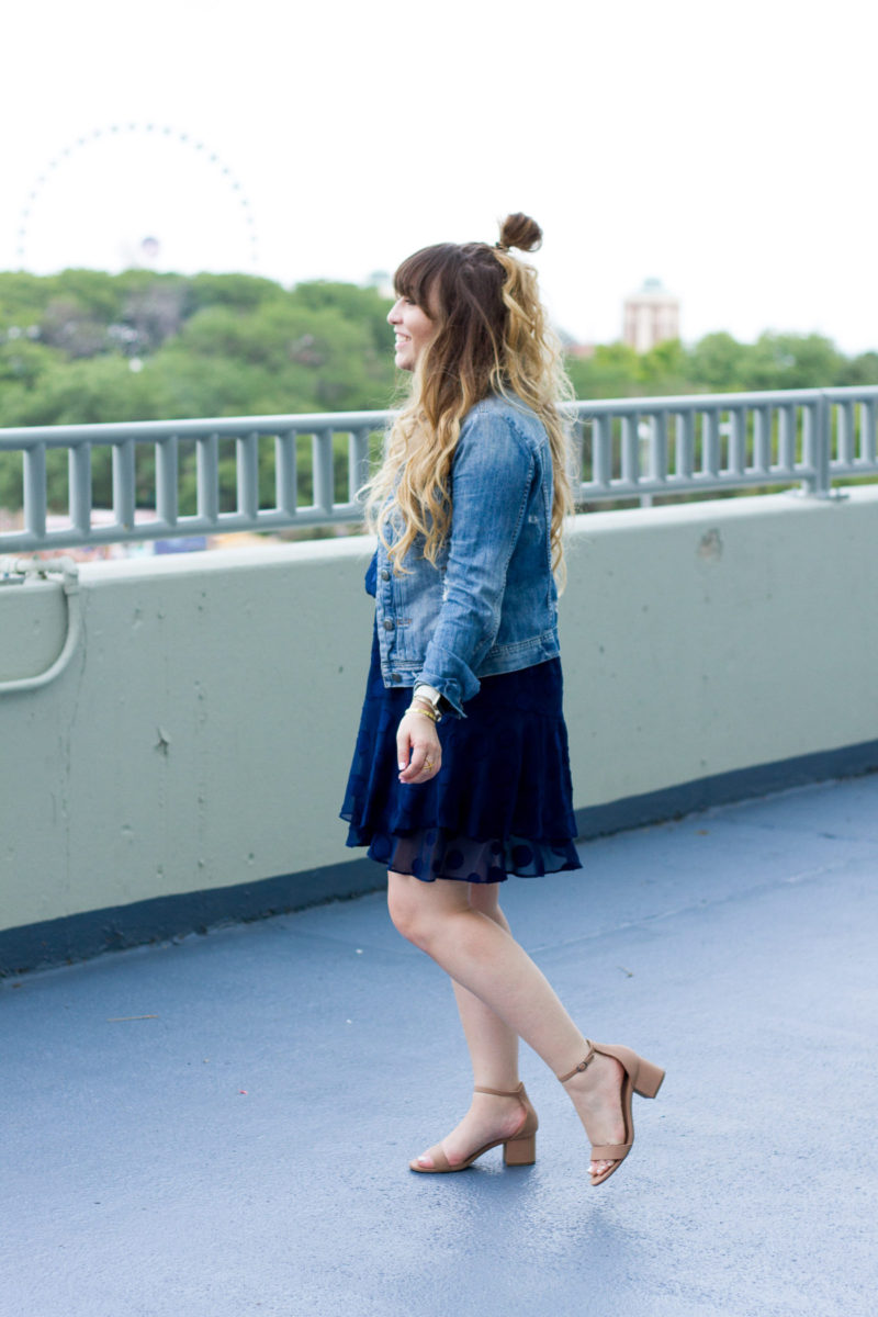 Fashion blogger Stephanie Pernas styles a Cooper & Ella chiffon polka dot dress