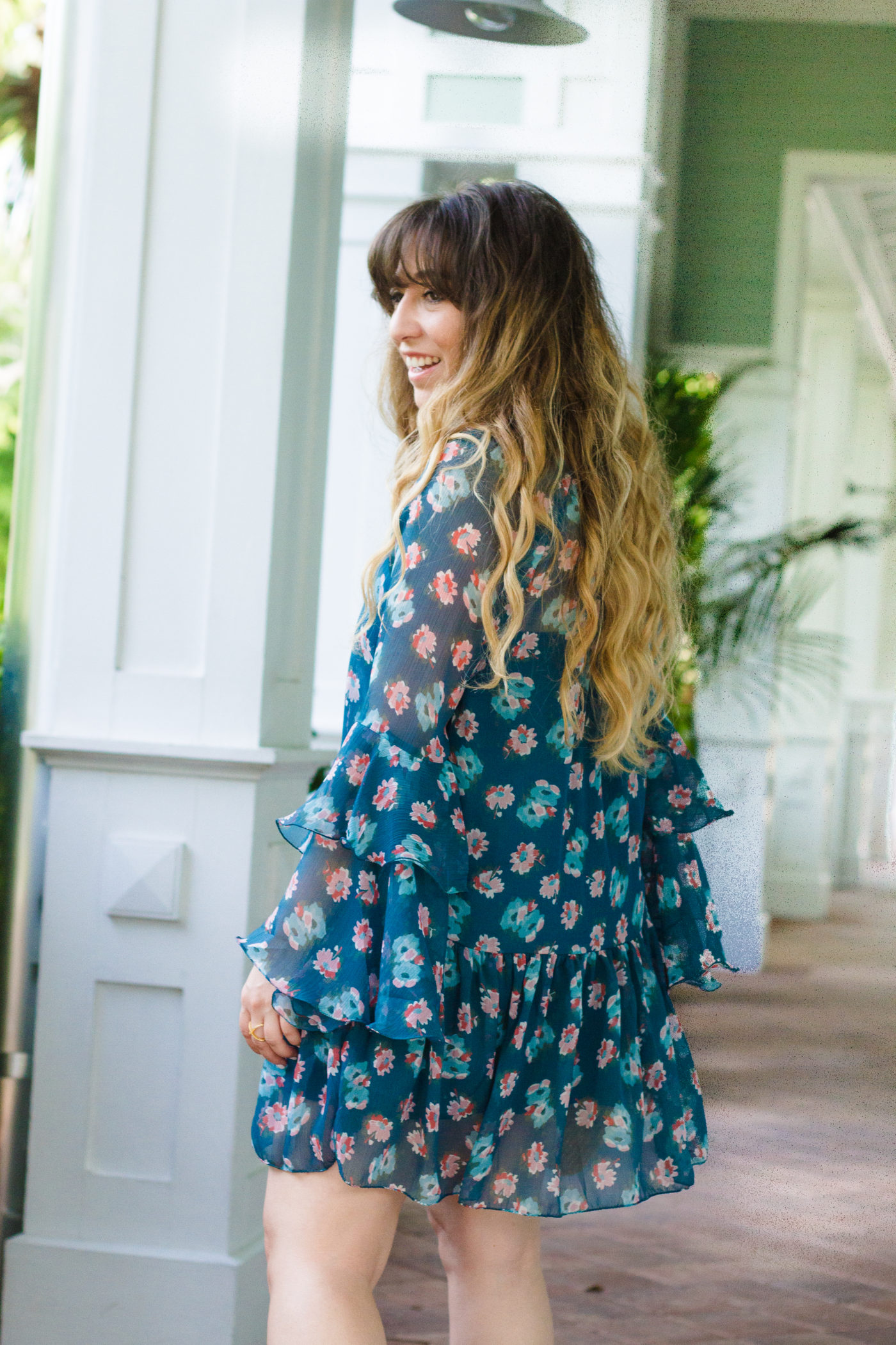 Billabong floral bell sleeve dress