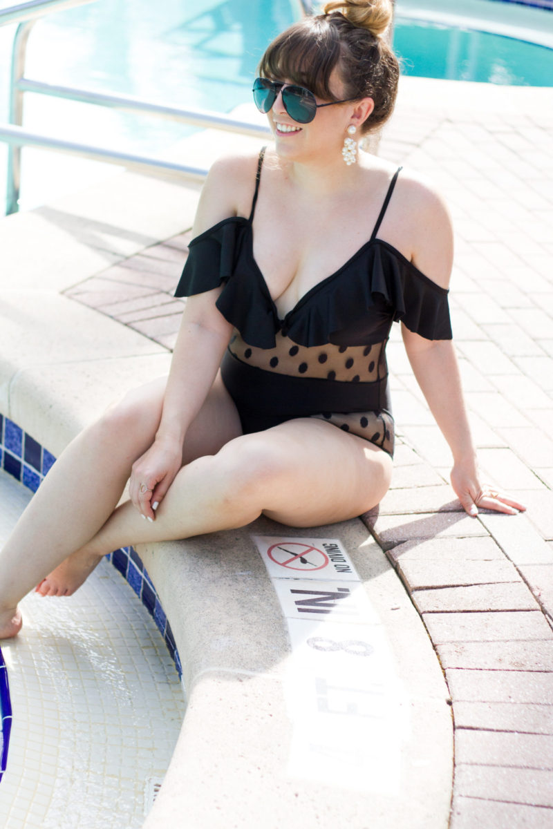 Miami fashion blogger Stephanie Pernas wearing a Shein one piece swimsuit