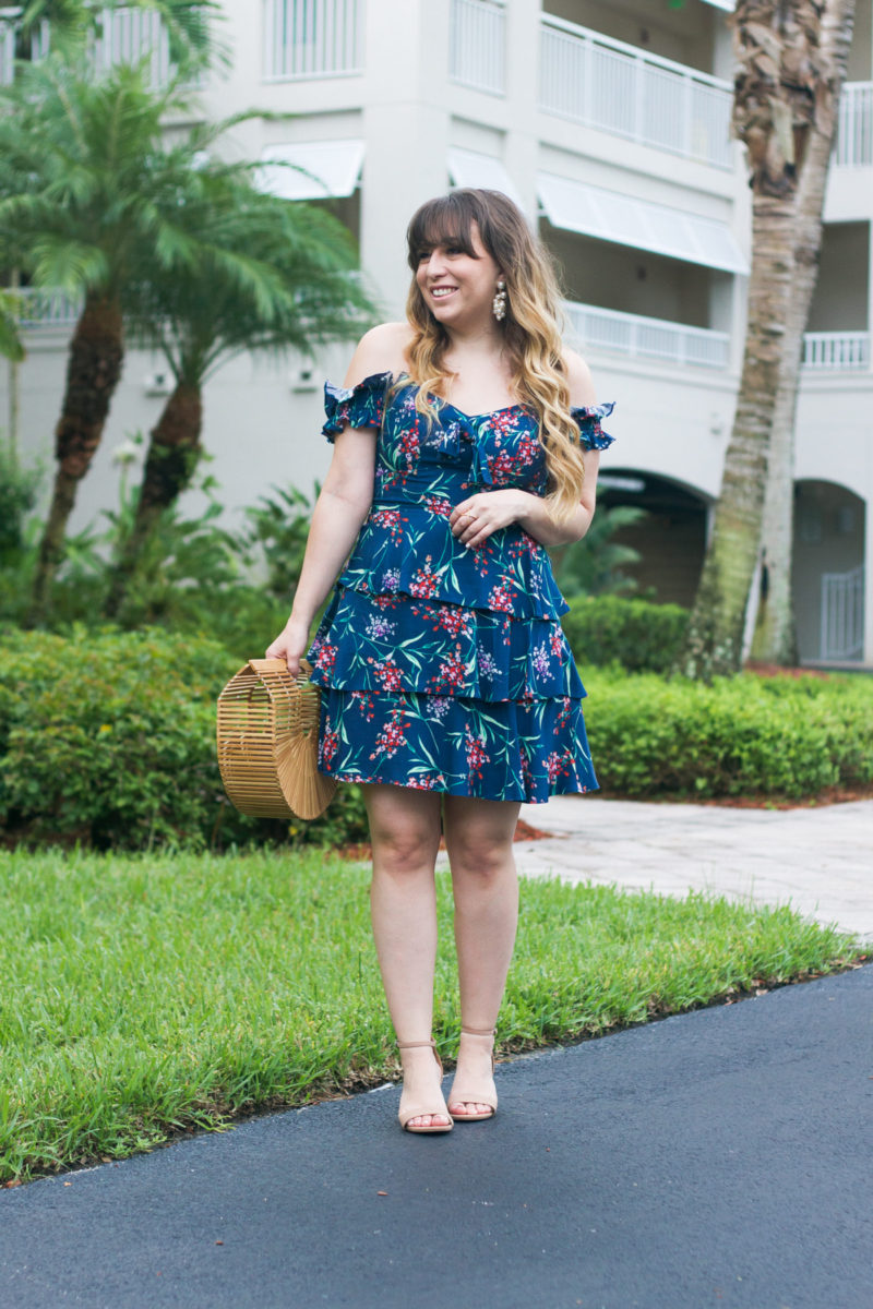 Miami fashion blogger Stephanie Pernas wearing a floral ruffled dress 