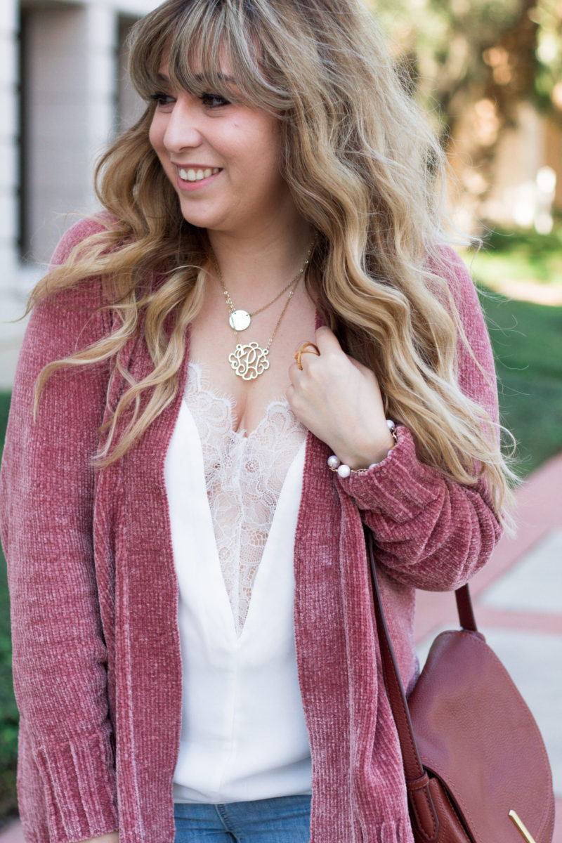 Cardigan and camisole outfit for fall