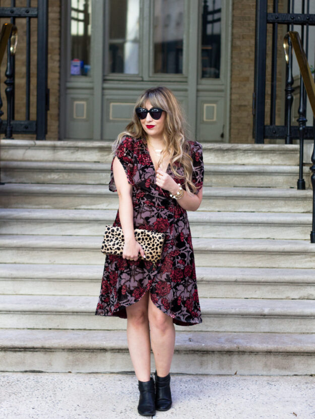 Floral velvet midi dress