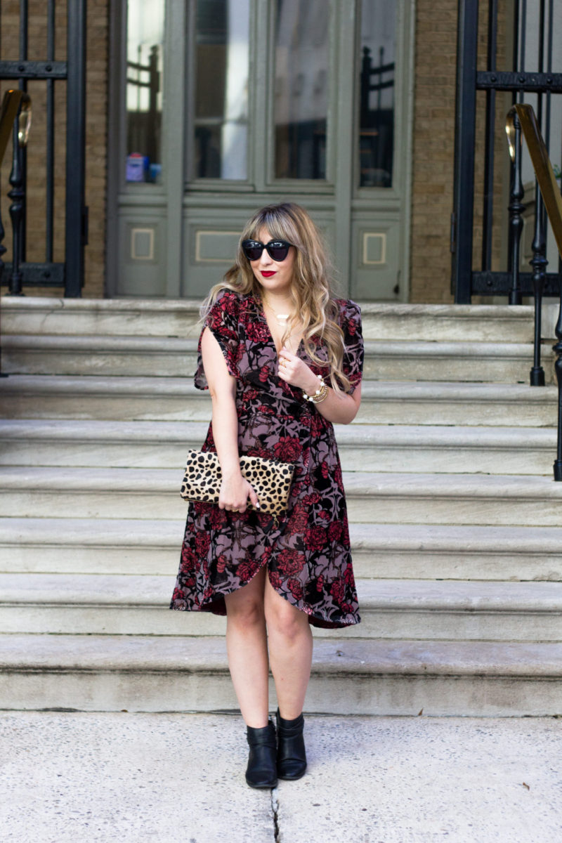 Floral velvet midi dress