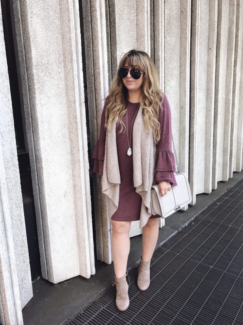 LOFT bellsleeve t shirt dress and sweater vest