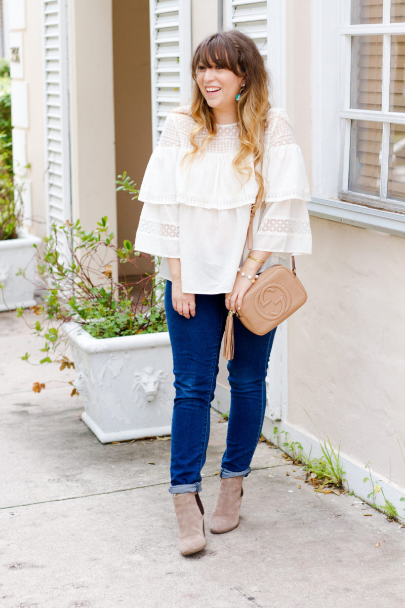 Casual jeans and booties outfit idea