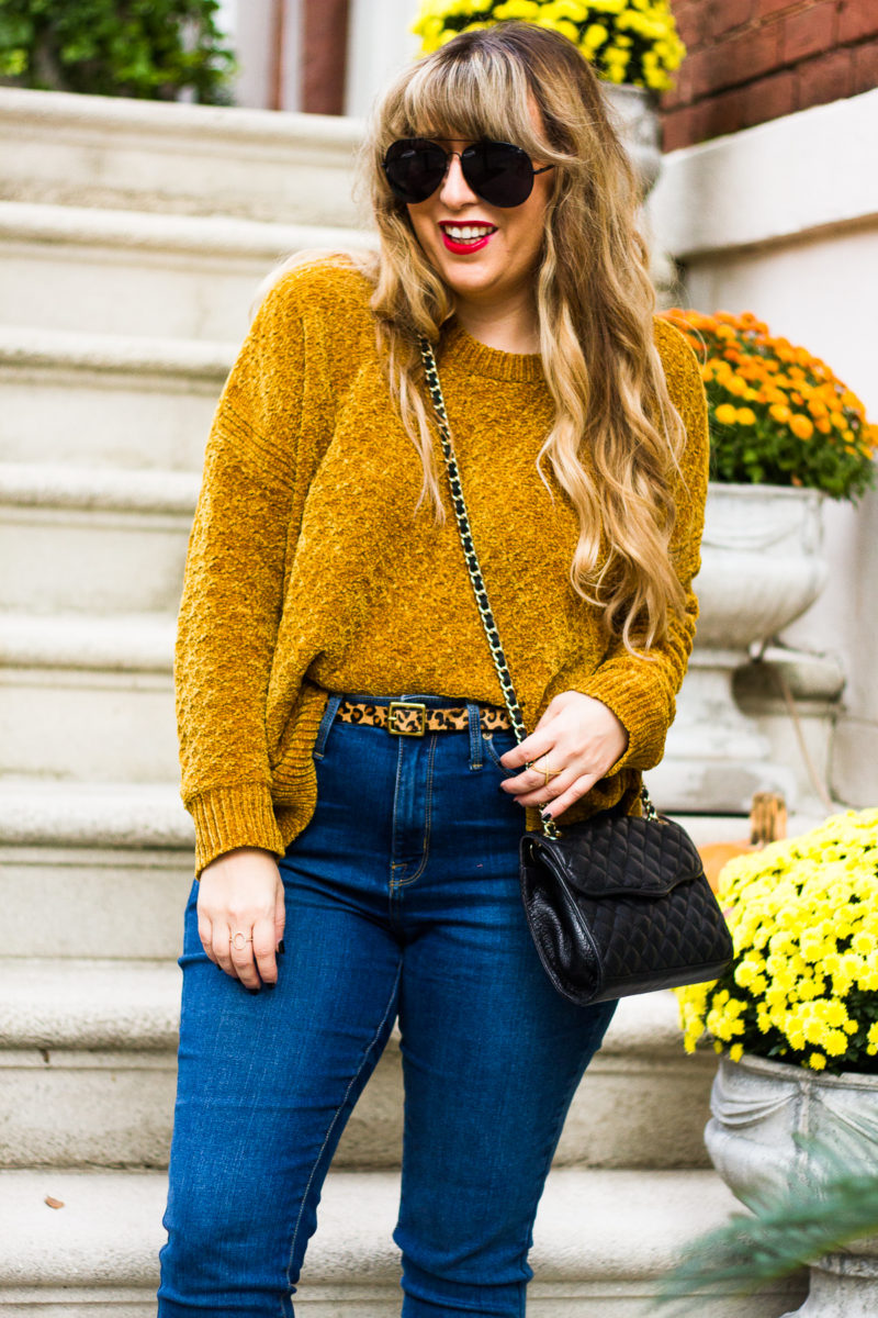 Casual gold chenille pullover for fall