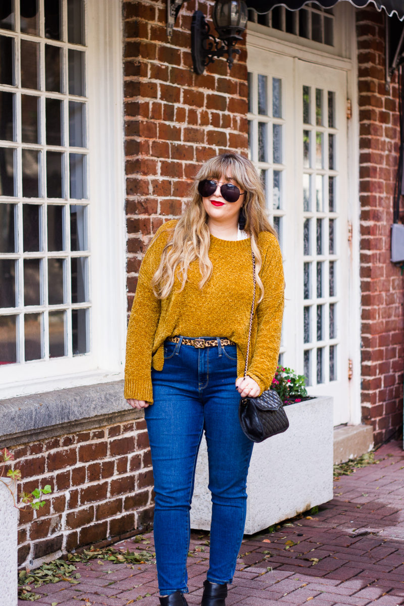 Casual sweater and jeans outfit