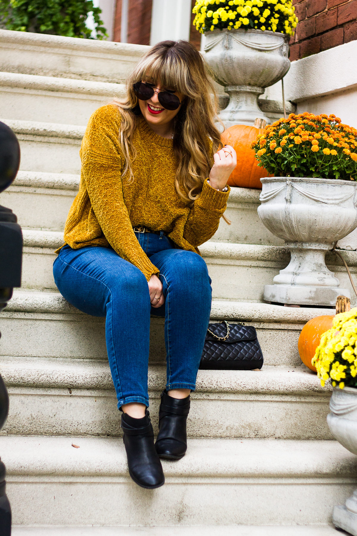 chenille sweater outfit