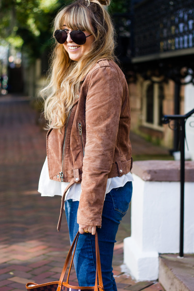 Cute suede biker jacket for fall 