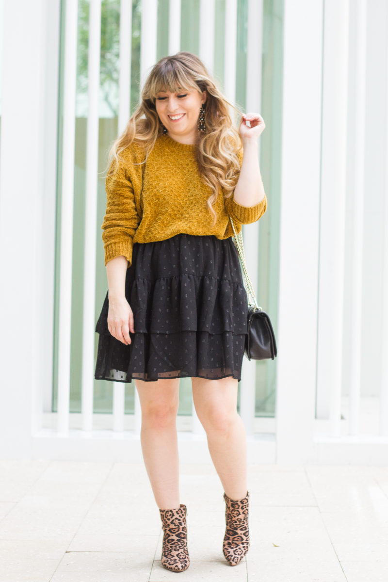 Chenille sweater outfit idea