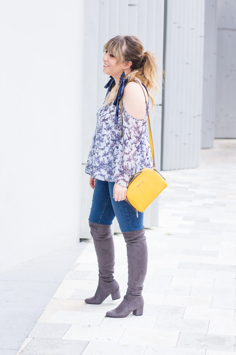 Casual floral top and jeans