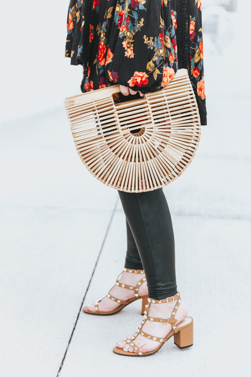 Bamboo bag and studded sandals