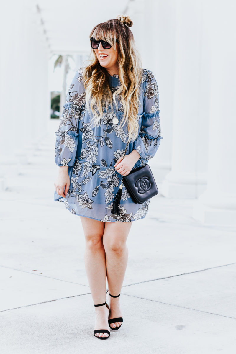 Blue floral dress for spring - spring dresses