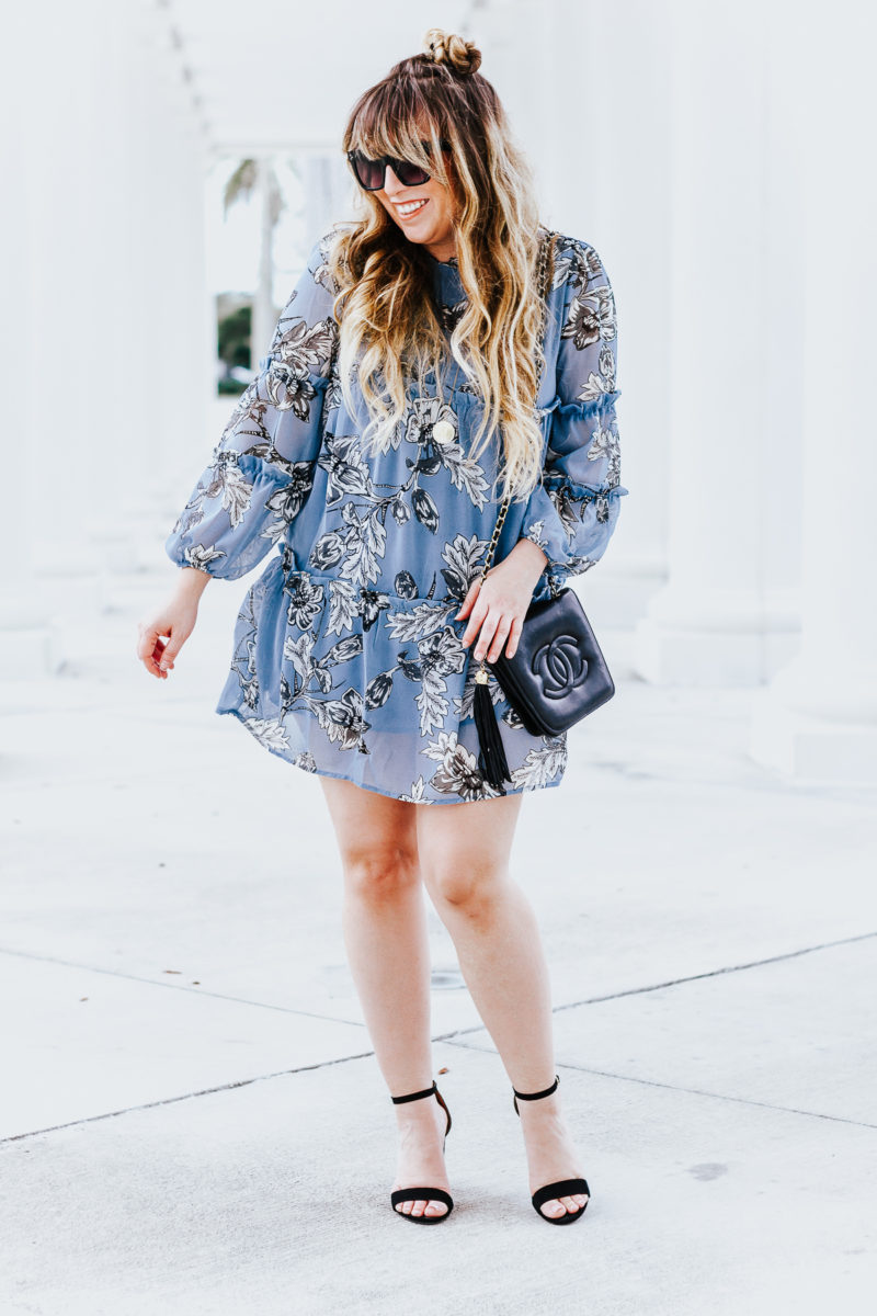 Blue floral dress for spring - spring dresses