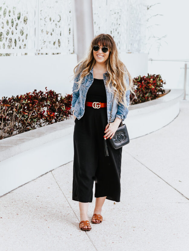 Black culotte jumpsuit outfit for spring-25