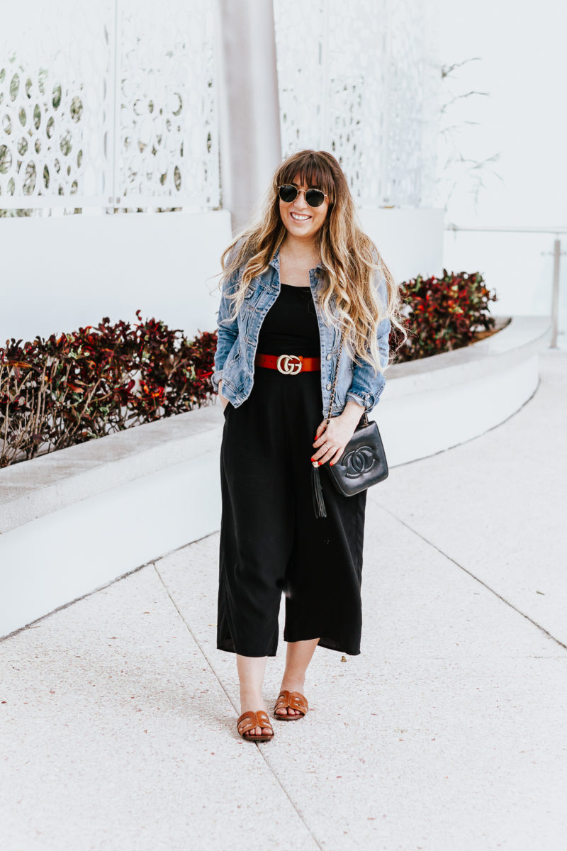 Black culotte jumpsuit outfit for spring-25