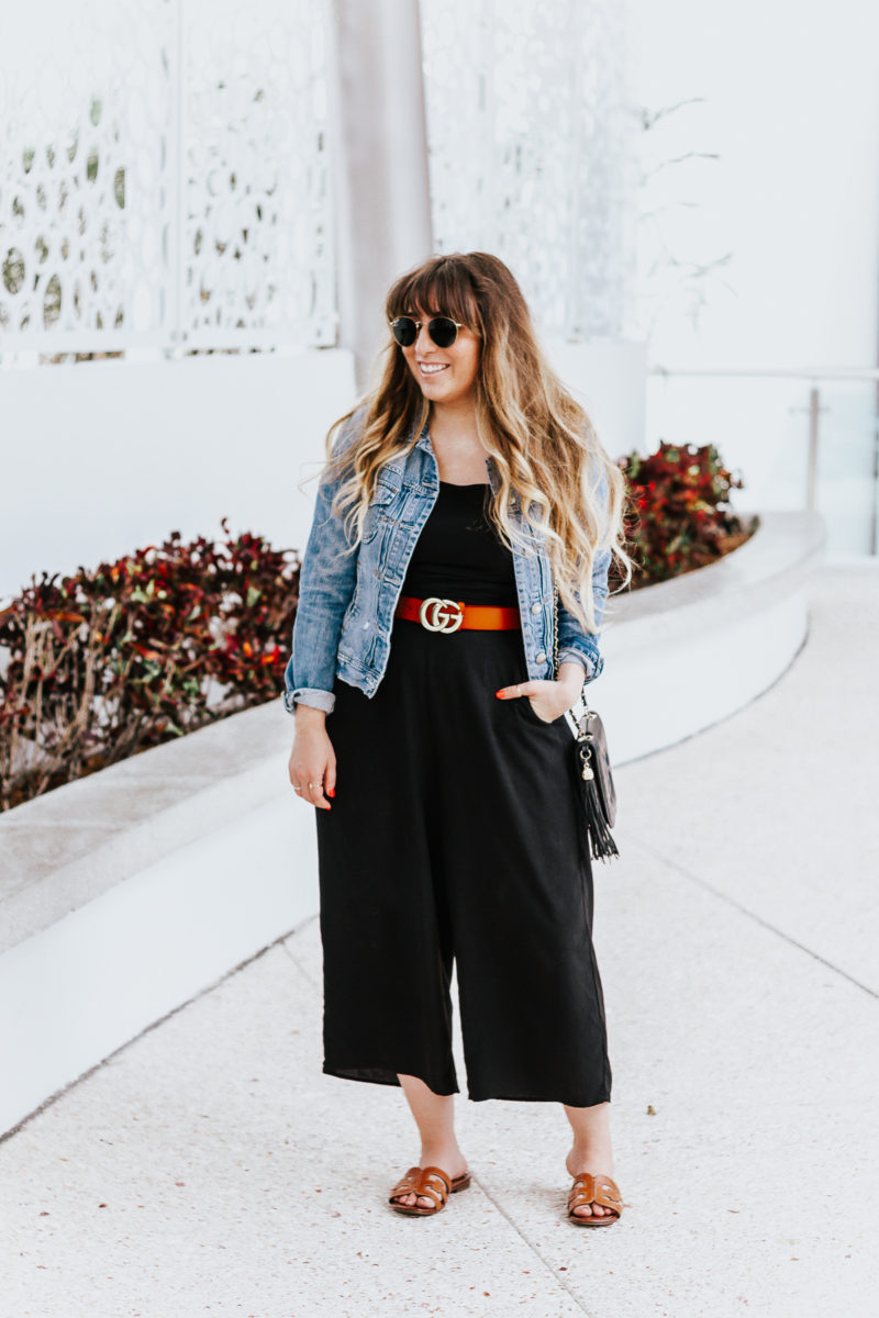 Black culotte jumpsuit outfit for spring-4