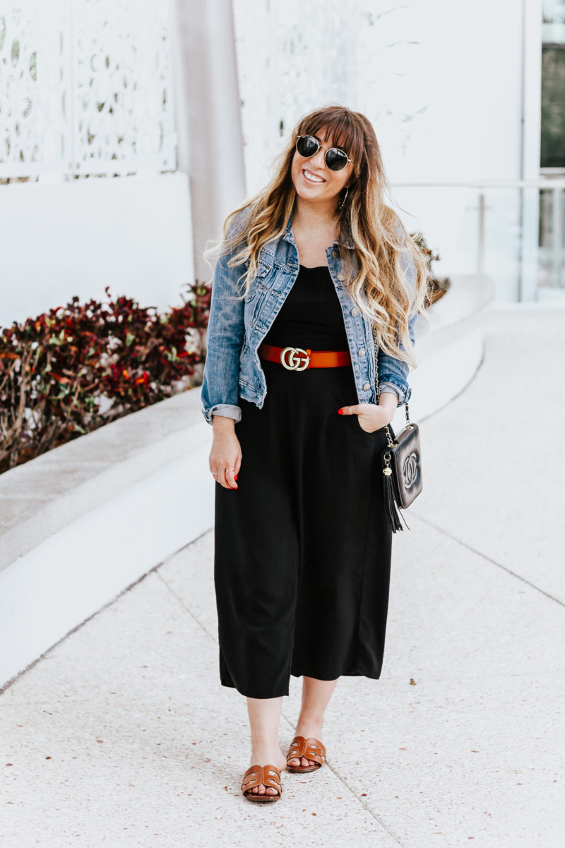 Black culotte jumpsuit outfit for spring-5