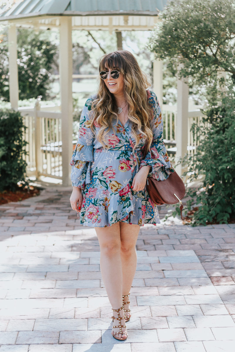 Shein blue floral wrapdress-7