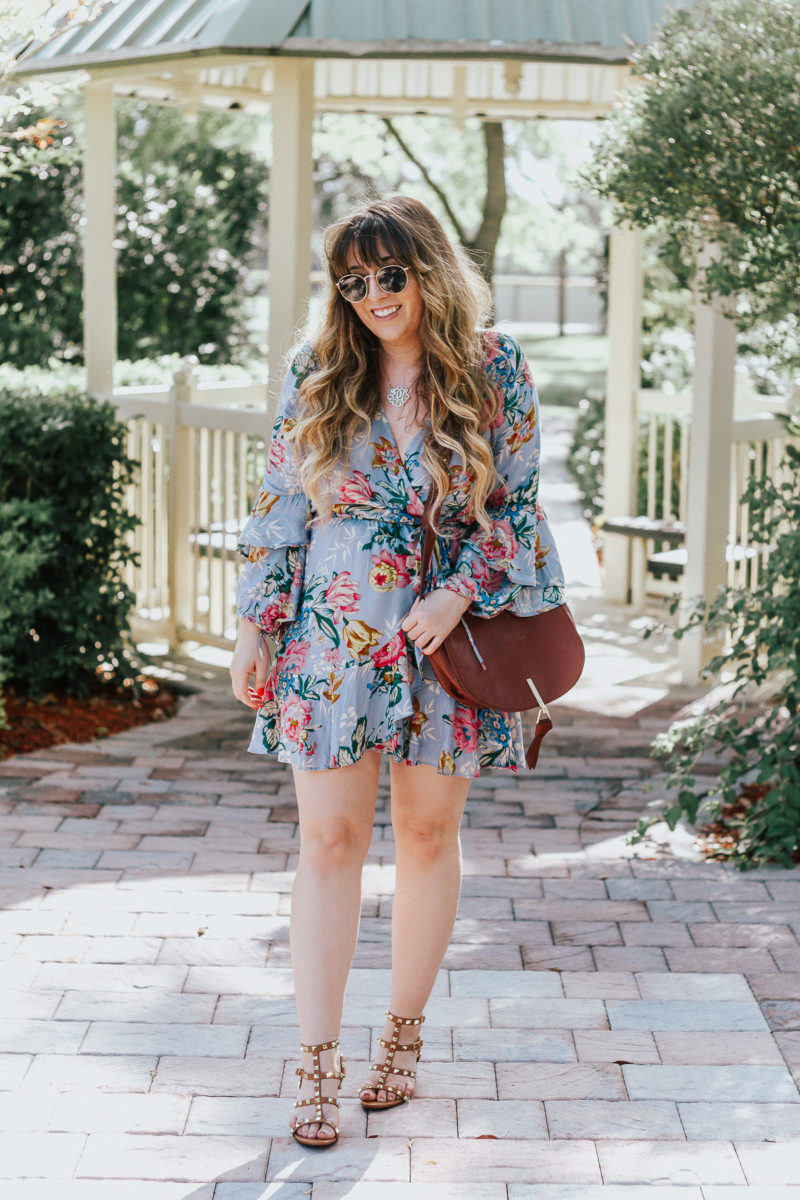 Shein blue floral wrapdress