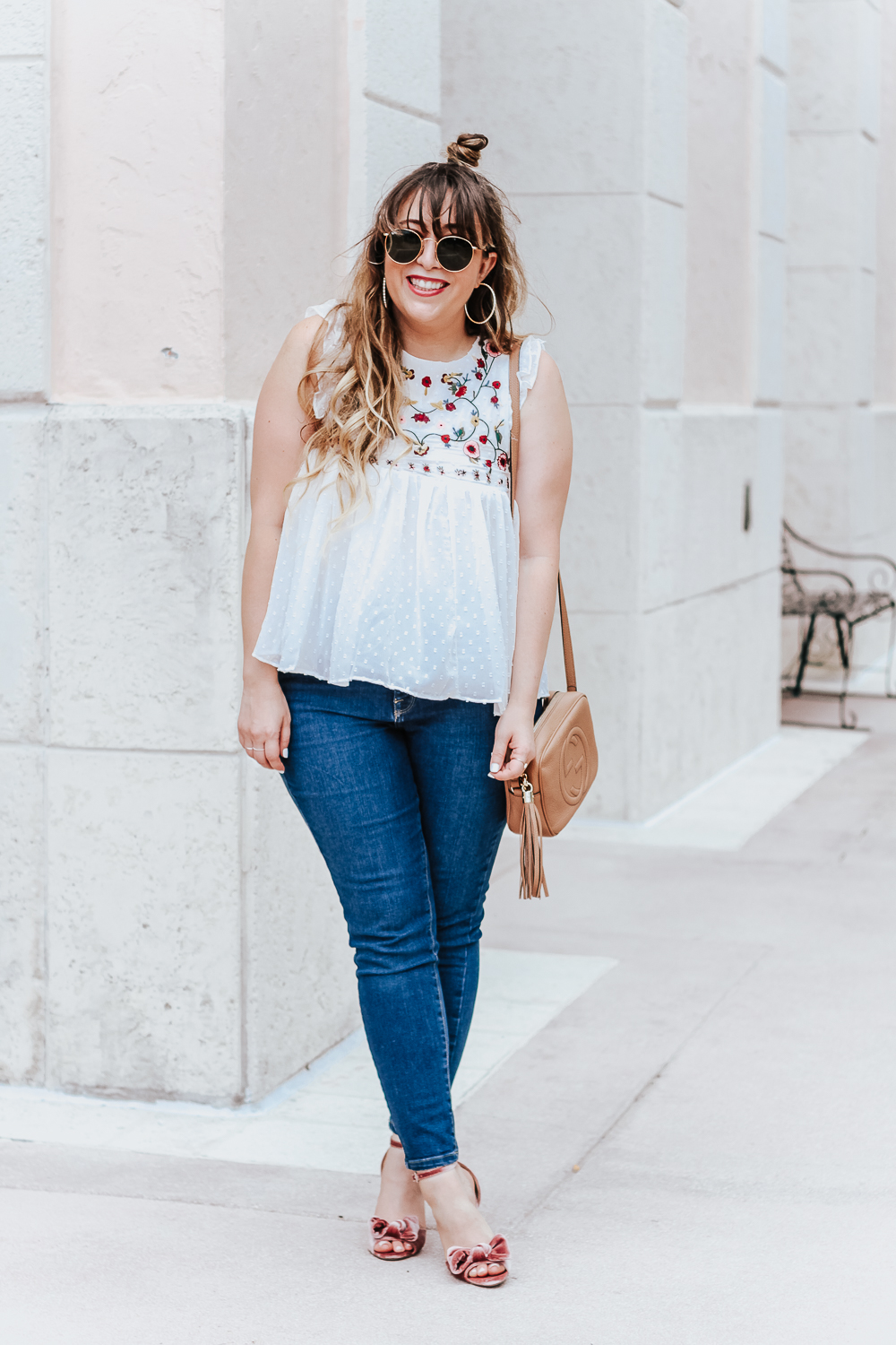 Girls Floral Babydoll Top and Jeans Set main image 0