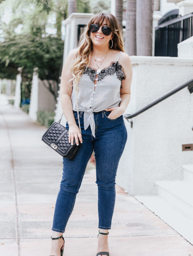 Stripe tie top + jeans casual summer outfit