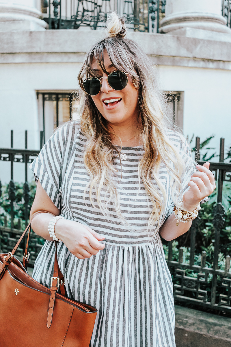 Easy gray striped dress for summer-13