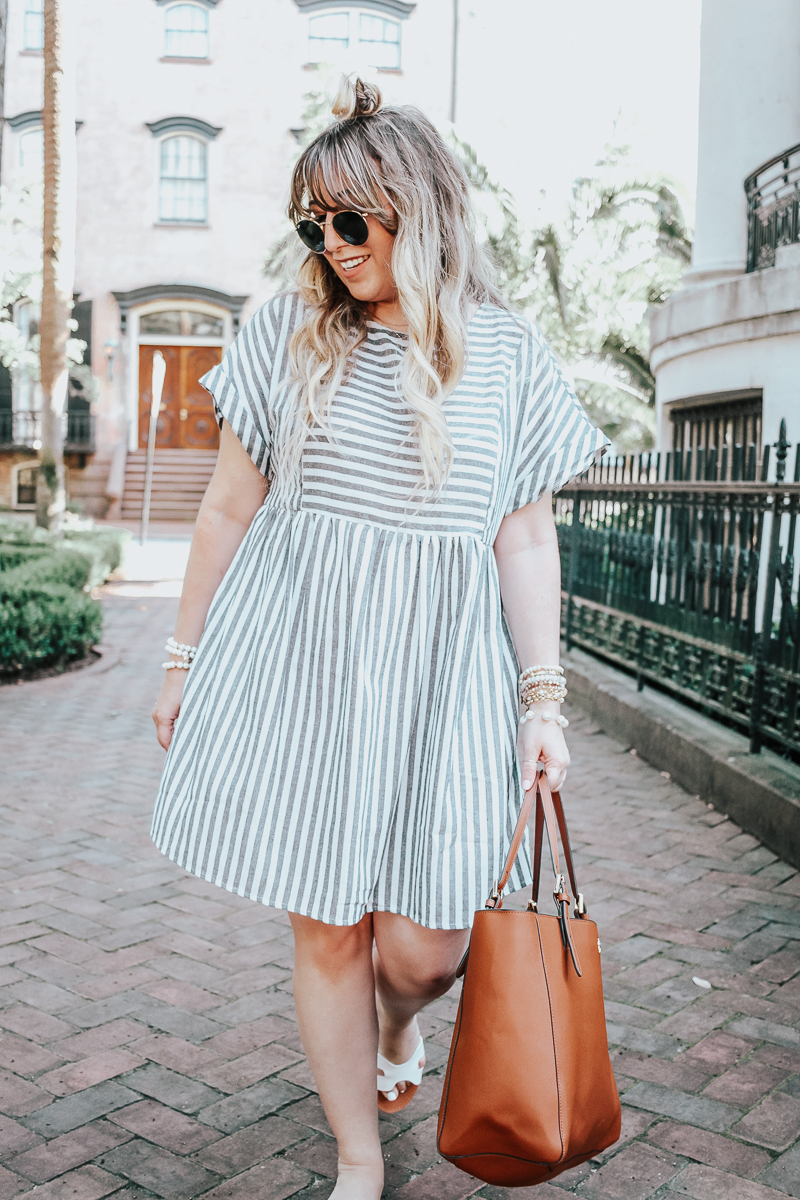 Easy gray striped dress for summer-5