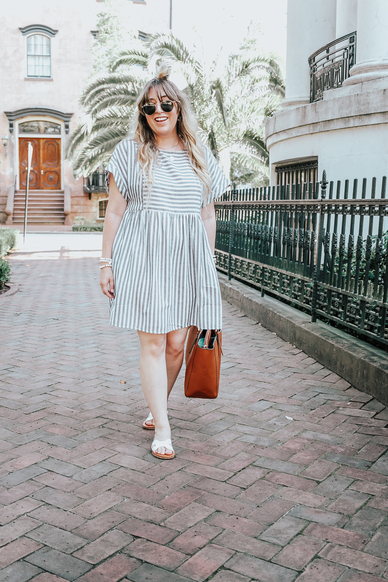 Easy gray striped dress for summer-9