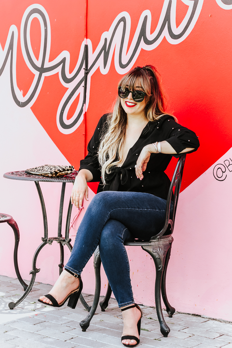 Shein black beaded top and jeans outfit_-3