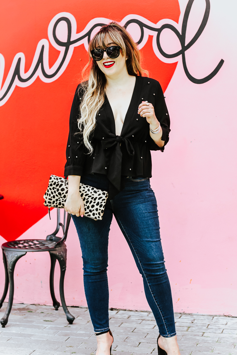 Shein black beaded top and jeans outfit_-9