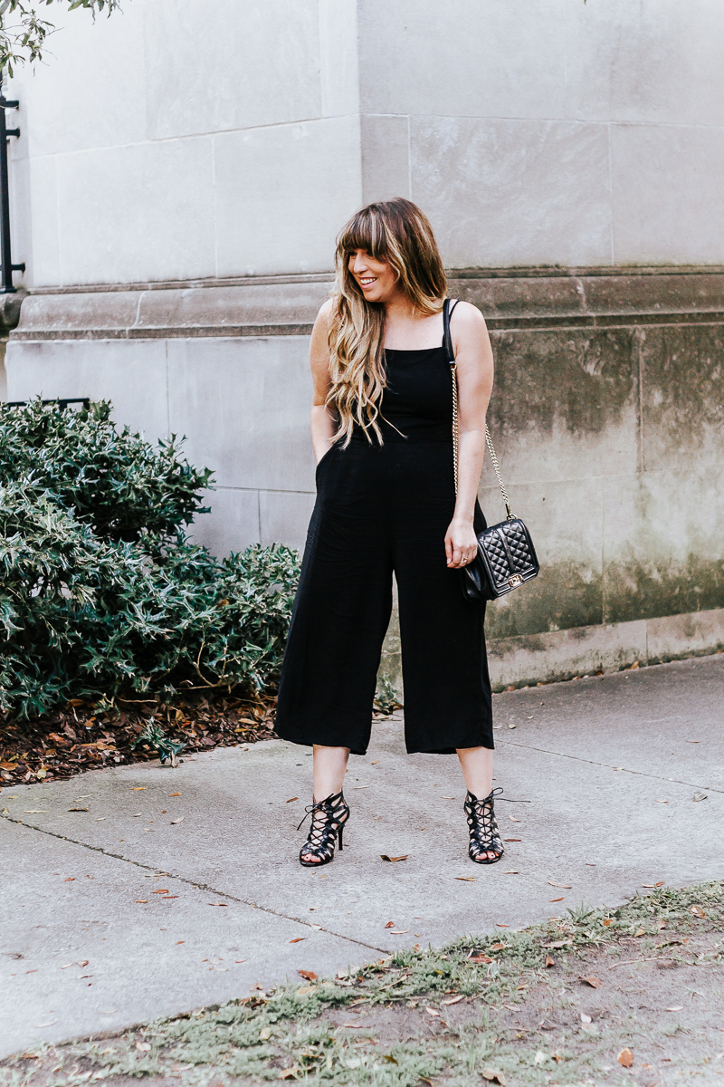 casual black jumpsuit outfit