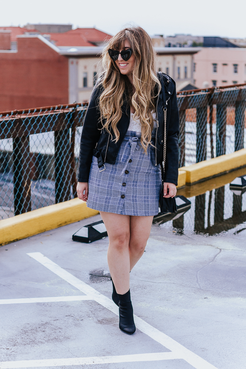 checkered skirt jacket