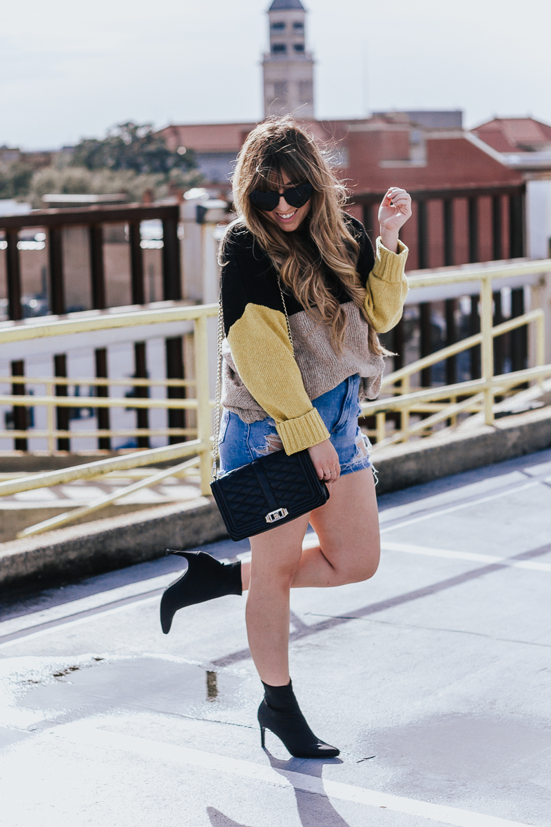 Spring Outfit Idea- jean shorts + sweaters-12