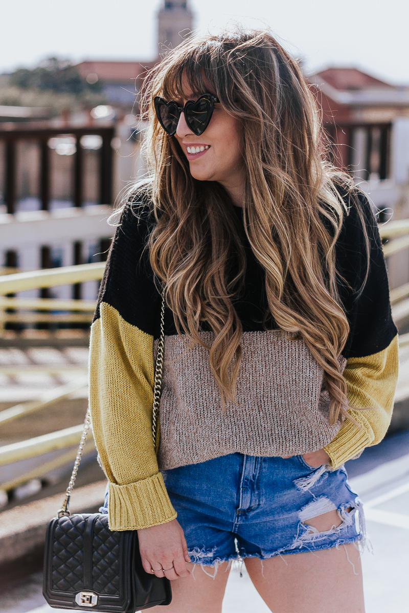 Spring Outfit Idea- jean shorts + sweaters-13