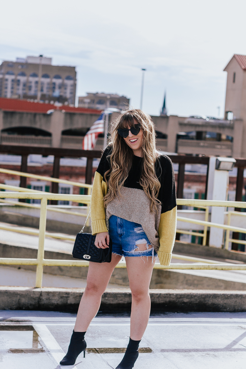 Spring Outfit Idea- jean shorts + sweaters-4