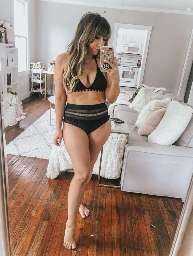 Amazon Swimsuit Haul - black pom pom bikini