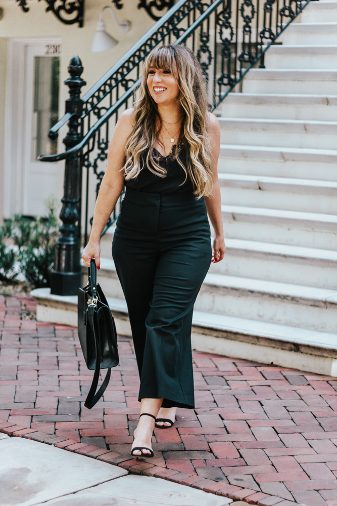 black wide pants outfit