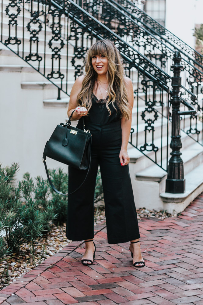 black wide pants outfit