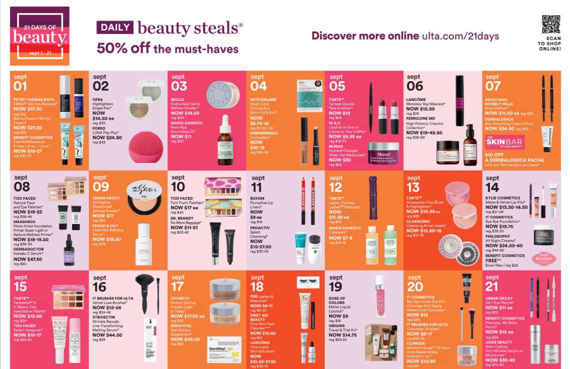 Ulta 21 days of beauty sale