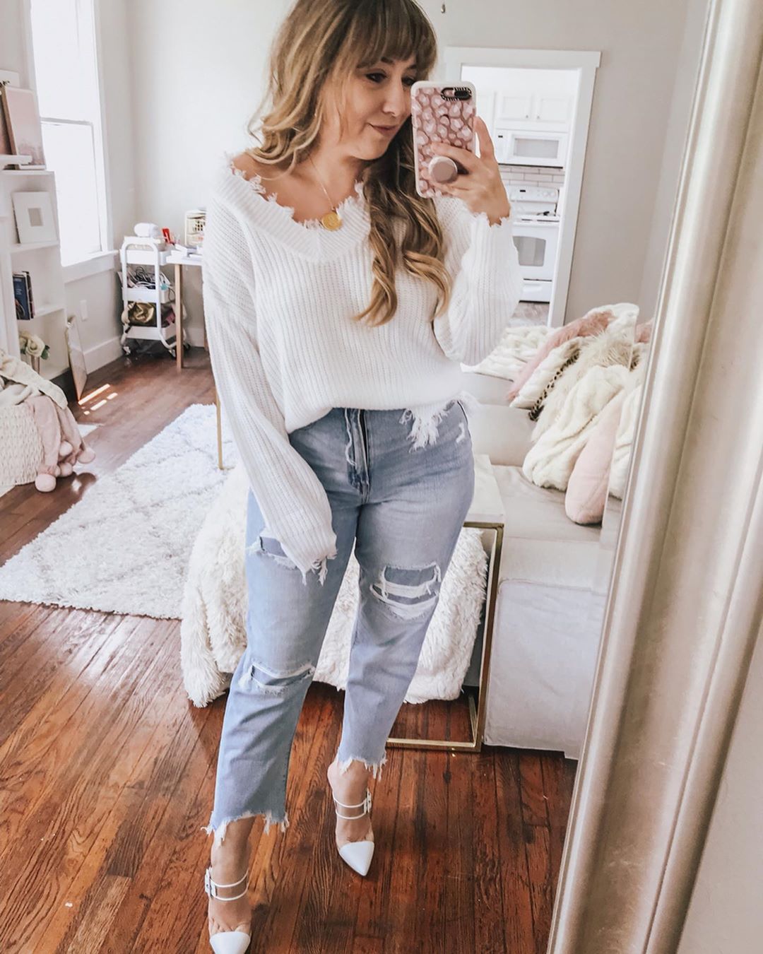 white ripped mom jeans