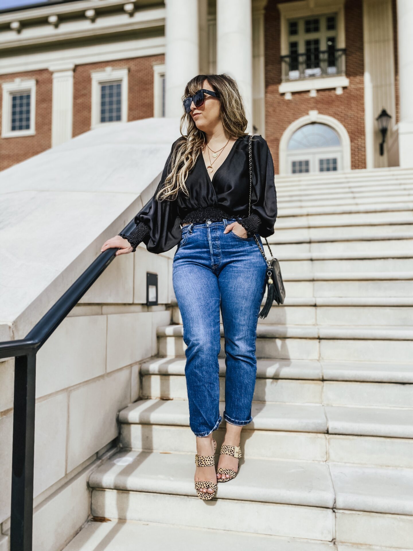 daily outfit - silky top and jeans