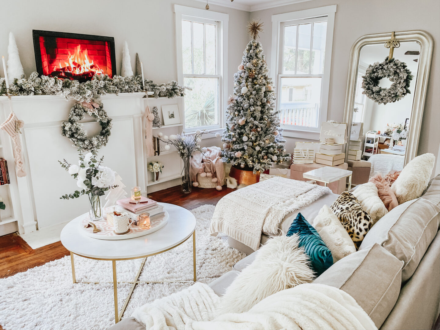 blush holiday decor