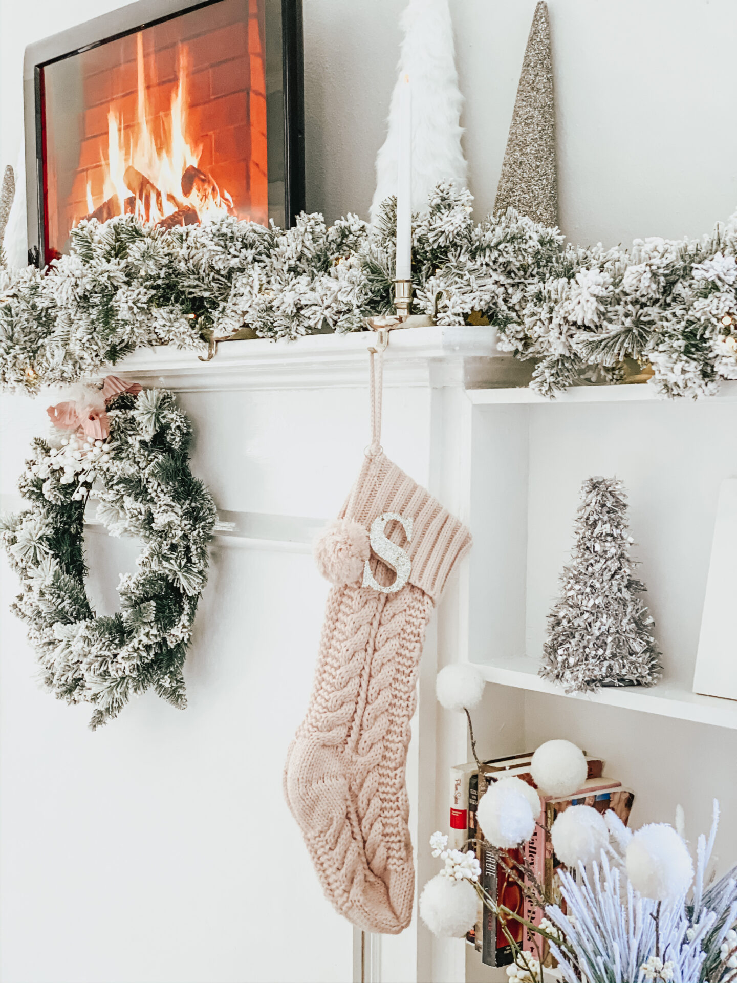 blush stocking and mantle