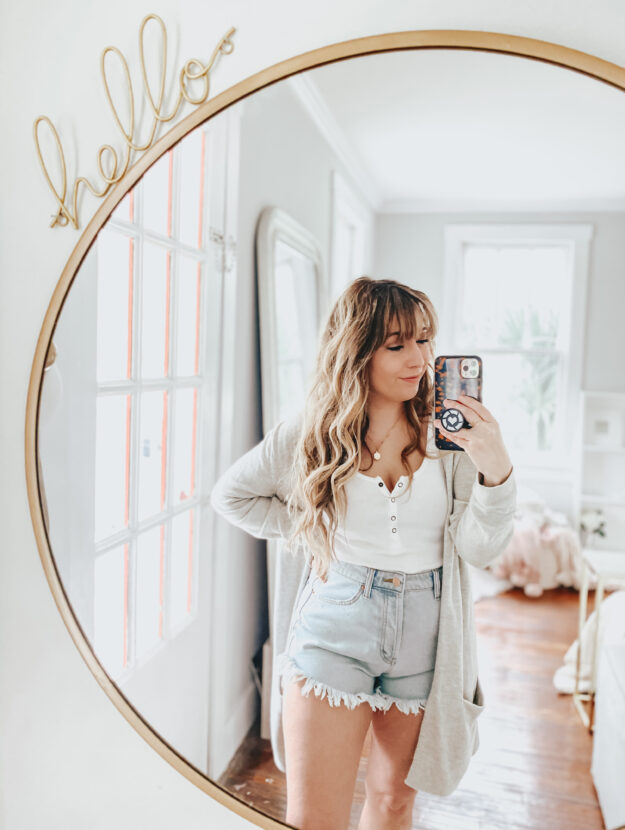 Daily Outfit - frayed jean shorts and cardigan for spring