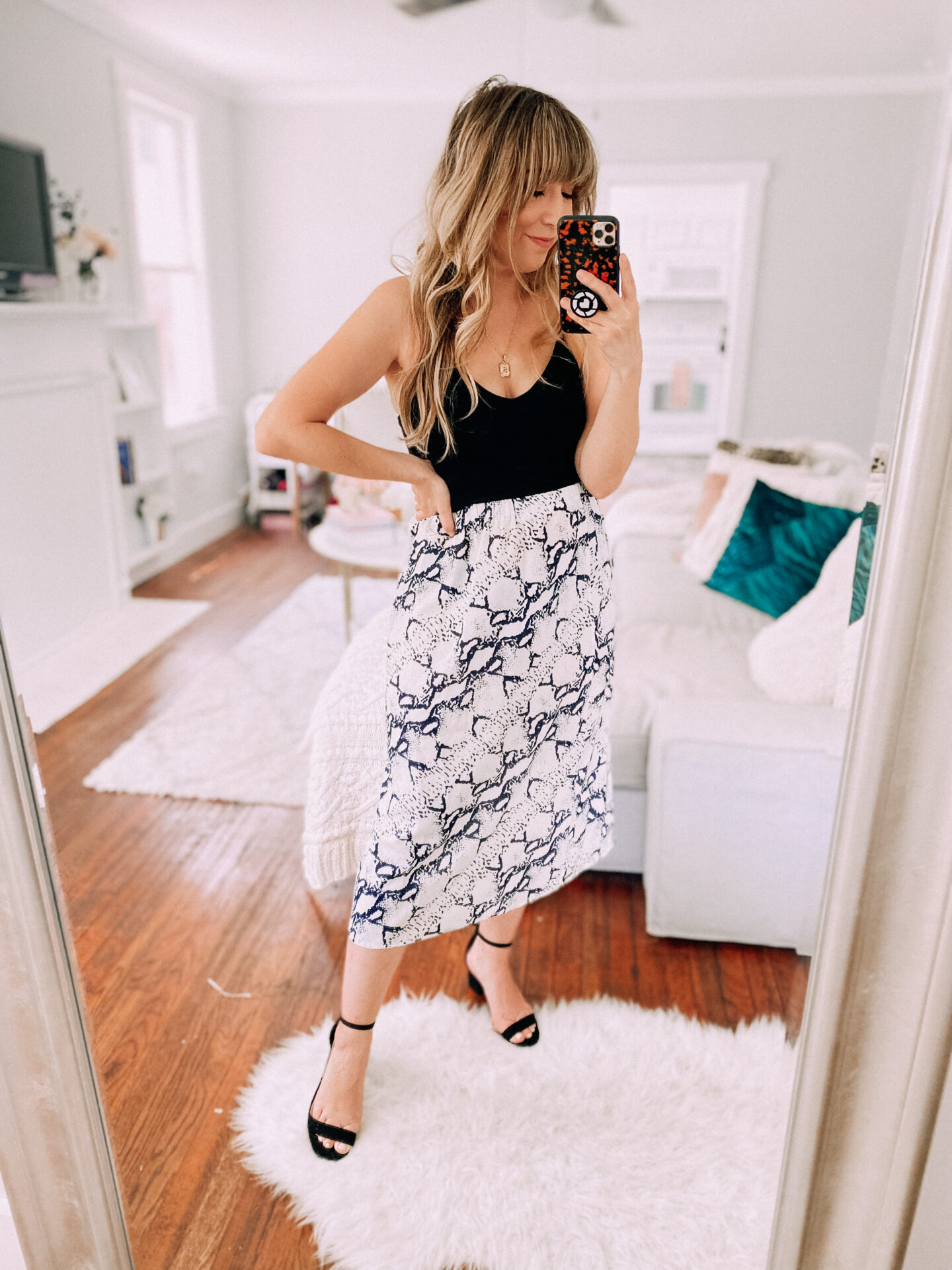 Amazon summer fashion haul - crop top and snake print midi skirt