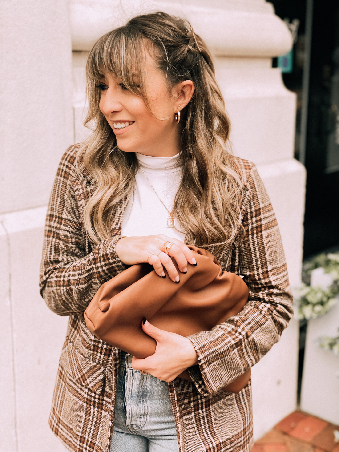 plaid blazer fall outfit idea