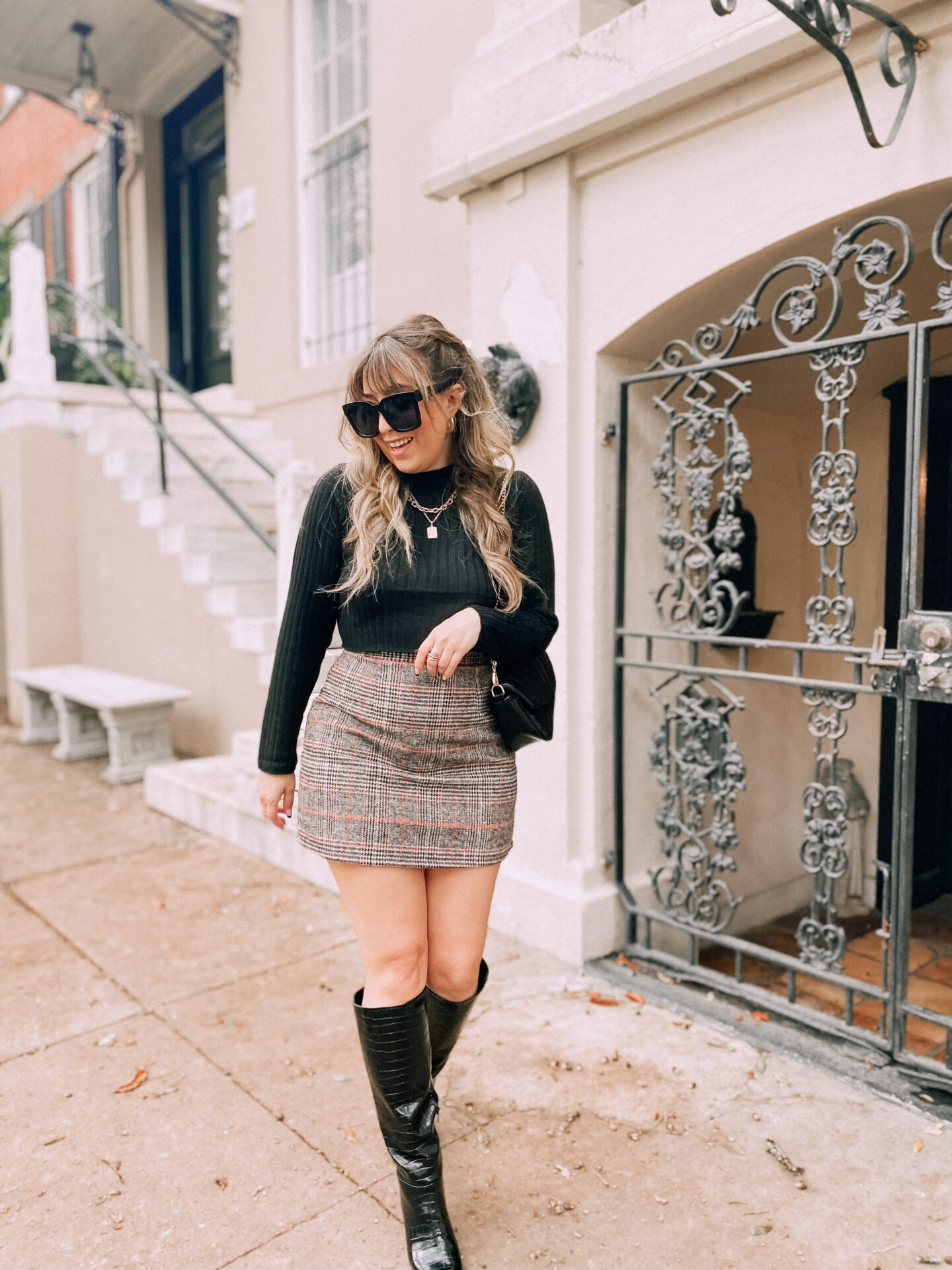 skirt outfit with boots