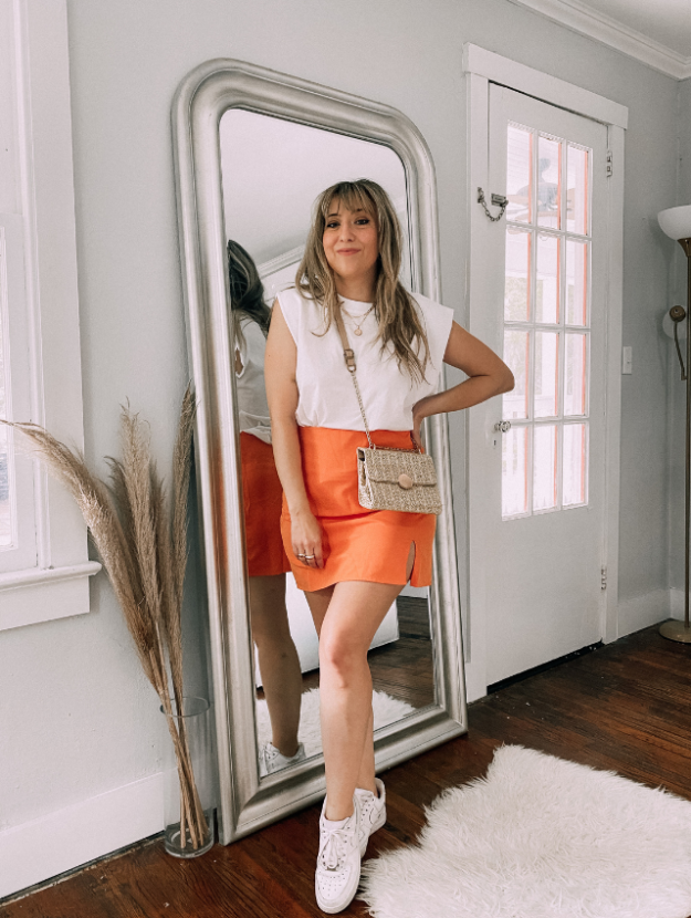 6 trendy orange skirt outfits for summer