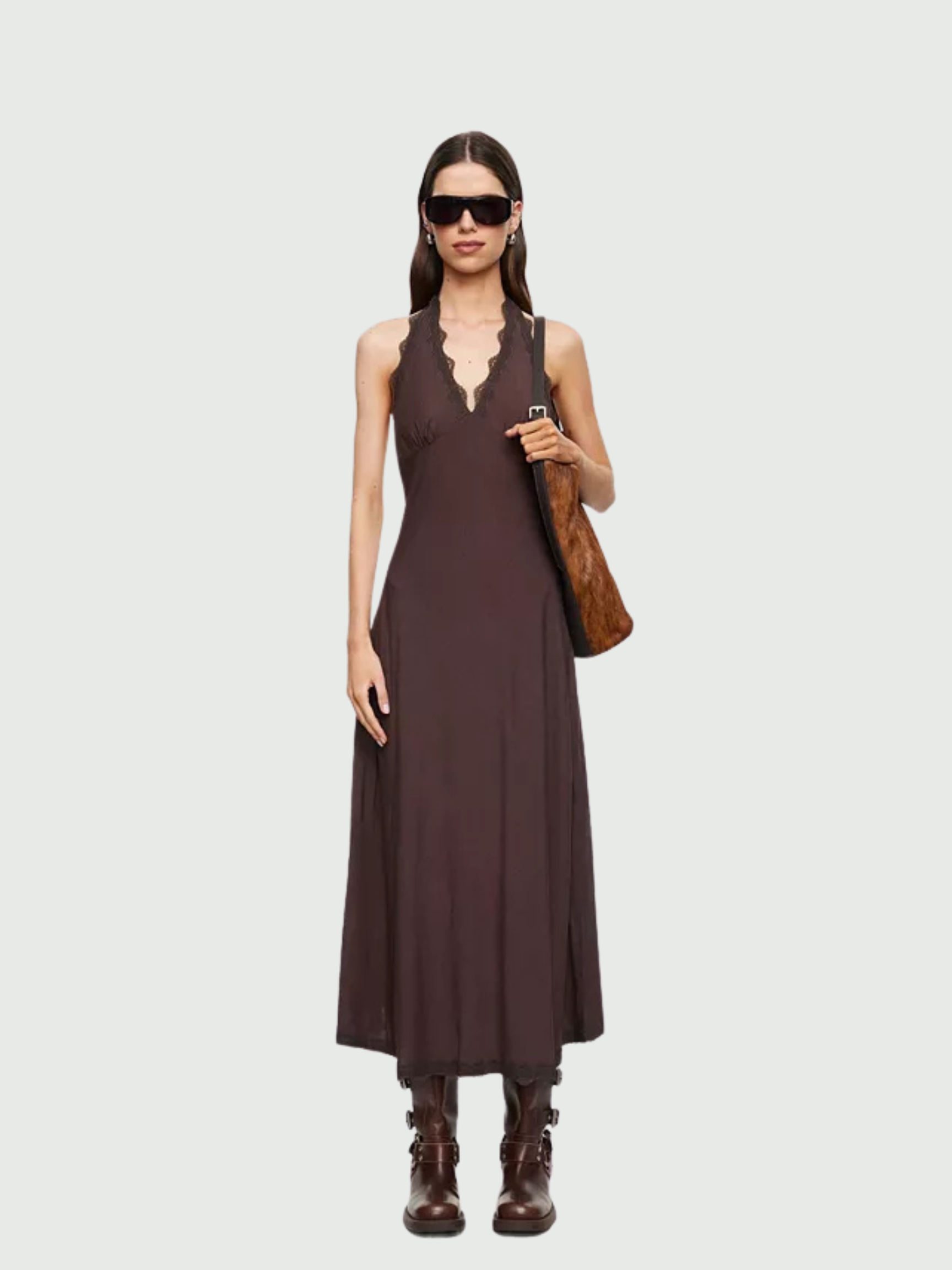 Lace Trim Maxi Dress